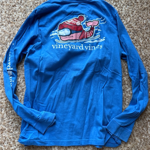 Vineyard Vines Classic Blue Tee long sleeve (snow theme) size youth large - Picture 4 of 4